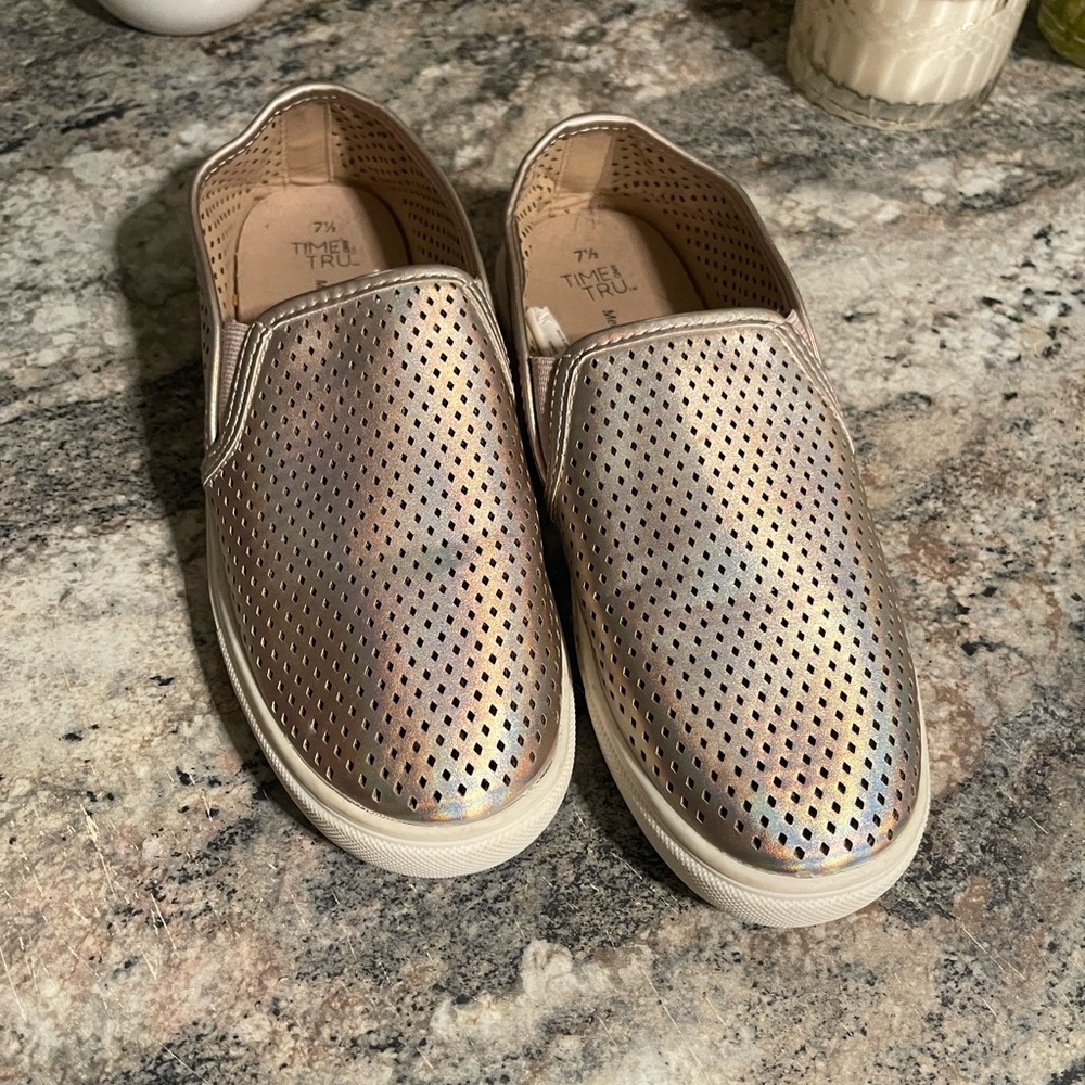 Time and Tru Metallic Slip-On Sneakers